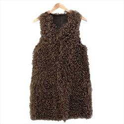 ドゥロワー オールリアルムートン レザー リバーシブル ロングベスト 画像