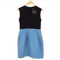 ヨーコチャン シルク切替 レディース ワンピース ブルー系×ブラック系 YCD-216-259 画像