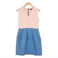 ヨーコチャン シルク切替 レディース ワンピース ブルー系×ピンク系 YCD-116-237 画像