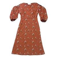 マメ Pedicel Embroidery Puff Sleeve Dress 花柄 18SS DR047 赤茶系 画像