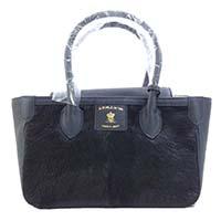 ADMJ ハラコ レザー レディース ハンドバッグ ブラック系 画像