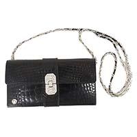 ADMJ アールデコモチーフ付 横長 チェーン ウォレット レディース バッグ ブラック系 画像