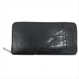 ボッテガヴェネタ アリゲーター カーフ ハーフ ジップ アラウンド レザー 財布 ウォレット 画像