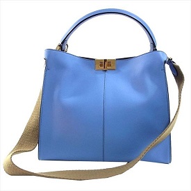 フェンディ ピーカブー レザー 2WAY ショルダー バッグ ブルー系 画像