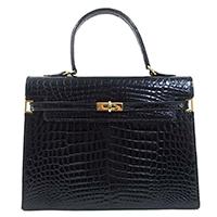 モラビト スカラ 28 クロコダイル ゴールド金具 ハンド レザー バッグ 画像