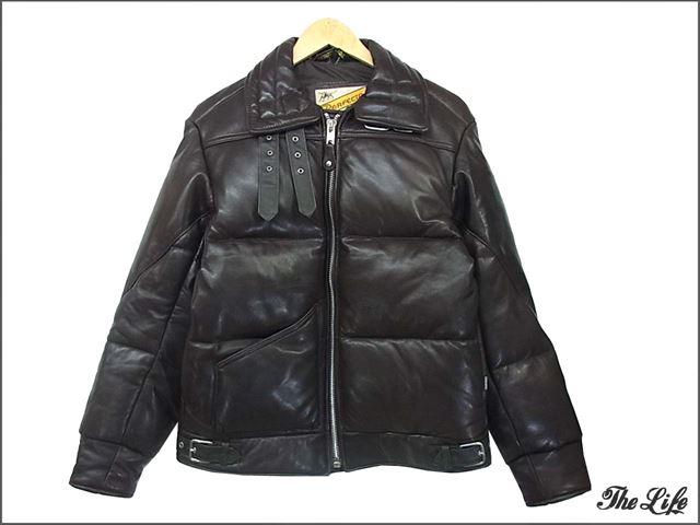 GOODENOUGH&times;SCHOTT B-3ラムレザーダウンジャケットM/ブラウン/グッドイナフ&times;ショット/LEATHER DOWN JACKET