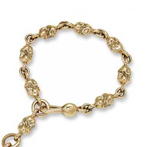 スタンリーゲス 18Kゴールド タイニーダブルスカル ブレスレット withダイヤ画像