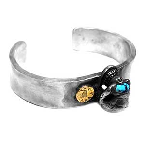 ストップライト K18金メタル ターコイズアイ スカルバングル画像