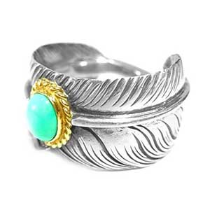 アリゾナフリーダム 金縄ターコイズ フェザーリング画像