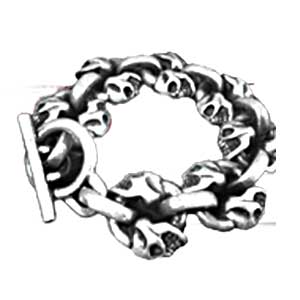 ゴールドキッド シルバーツインスカル ブレスレット SSB-13画像