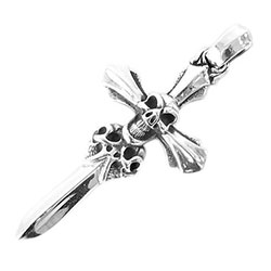 ビルウォールレザー PN928 トリプルスカル ダガーペンダント画像