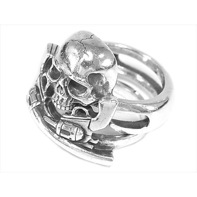 ロアー × mastermind JAPAN マスターマインド × KARMA カルマスカル 二丁拳銃 2連 リング シルバー 画像