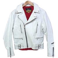 666 英国製 ダブル ライダース レザー ジャケット 白 36 画像