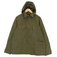 ポストオーバーオールズ 64/34 クロス フード付き エンジニア カバーオール ジャケット カーキ(オリーブグリーン)系 画像