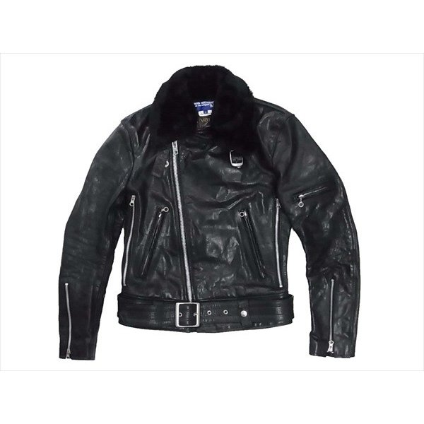 × JUNYA WATANABE COMME des GARCONS 襟ボア 裏カモ ダブル ライダース ジャケット 画像