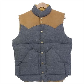 ウエアハウス × ロッキーマウンテン シャンブレー ダウン ベスト ジレ 画像