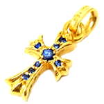 22Kベビーファットクロスパヴェサファイア