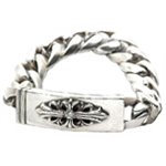 1ダイヤ フローラルクロスIDブレスレットクラシックチェーン