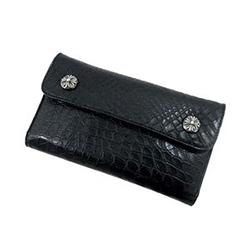 クロムハーツ ウェーブ アリゲーター レザー ウォレット ブラック系 画像