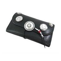 ゴローズ アポロ付 フラワー コンチョ サドルレザー 三つ折り ウォレット 画像