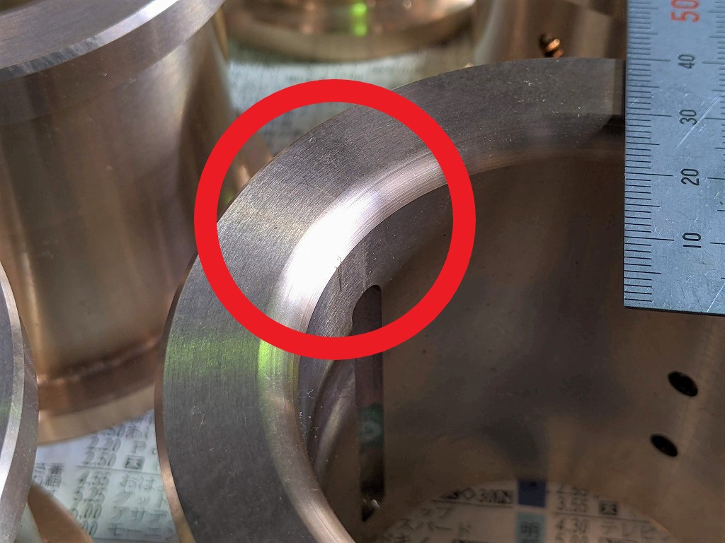 砲金の割れメタルのはんだ付けはバッチリできていたのが分かります。