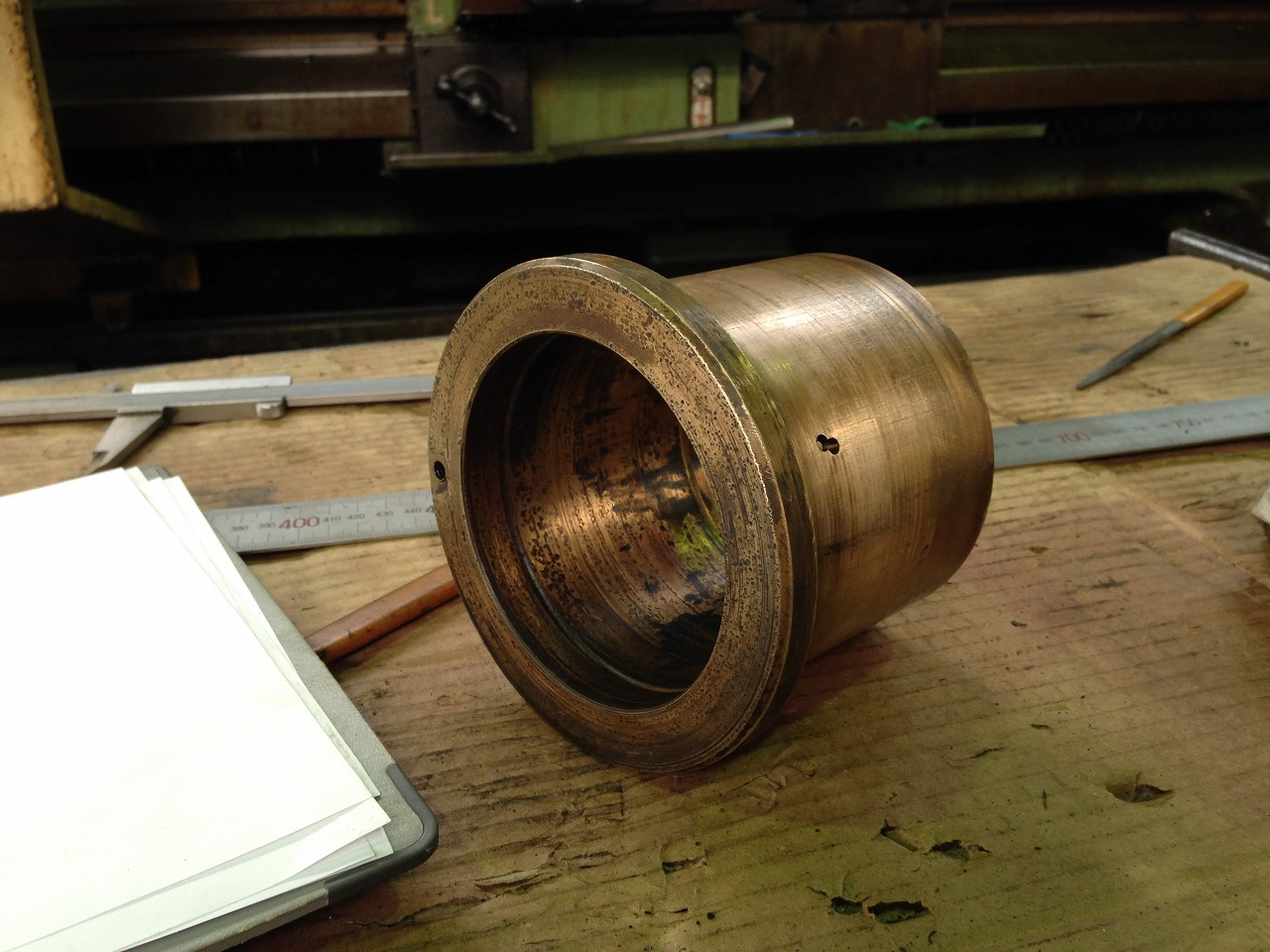 滑り軸受だが無給油だったシャーリングの軸受。