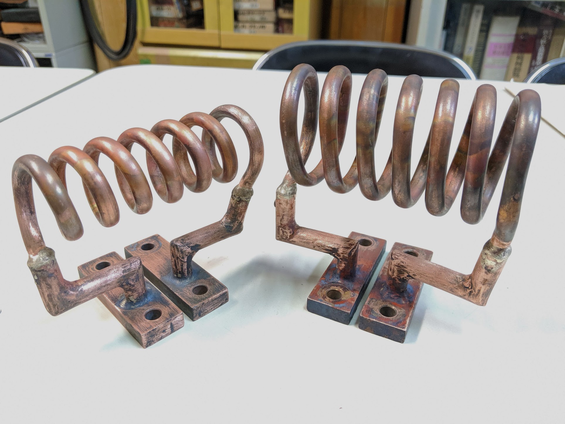 完成した高周波加熱用のコイル。