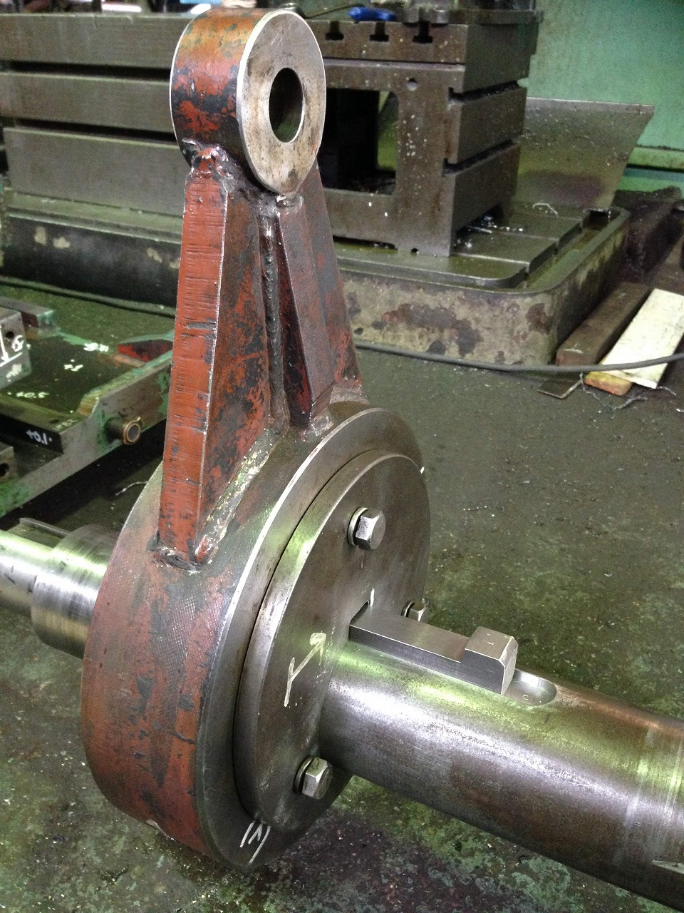 勾配キーがしっくり合ったエキセンのボスと軸。