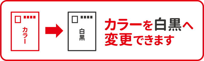 カラーを白黒へ変更できます