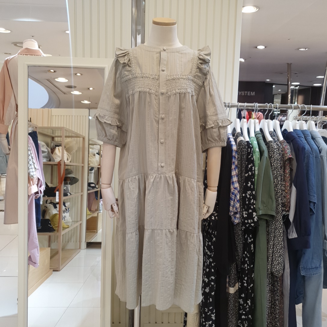 Sh2opf342 レディース服 レースワンピ レースワンピ レディース服 ラウンドネックボタンあわせのレーステープ
