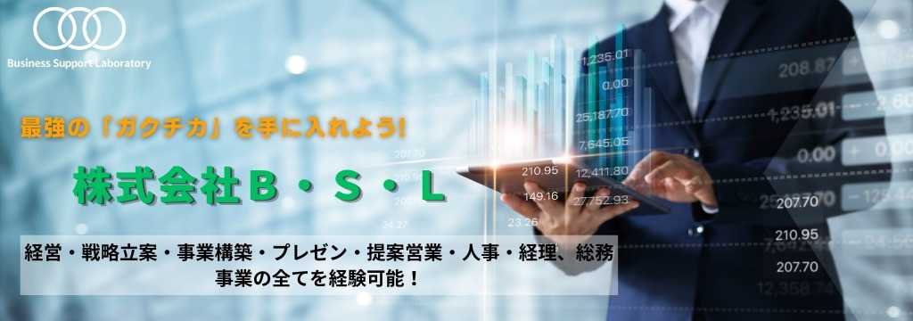 株式会社B・S・Lの【役員直下・マンツーマン】経営のリアルを最前線で。戦略策定から重要指標分析まで、一生モノの「経営視座」を習得する経営企画インターンのカバー画像