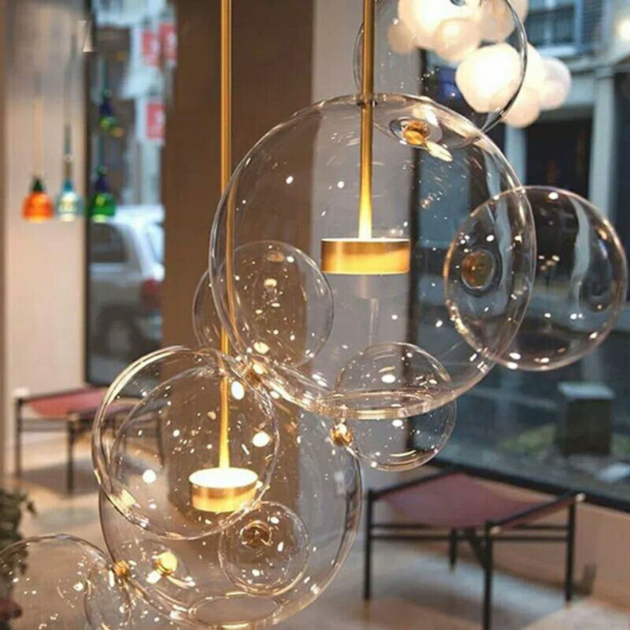 Post Modern Glass Ball Chandelier - OS12