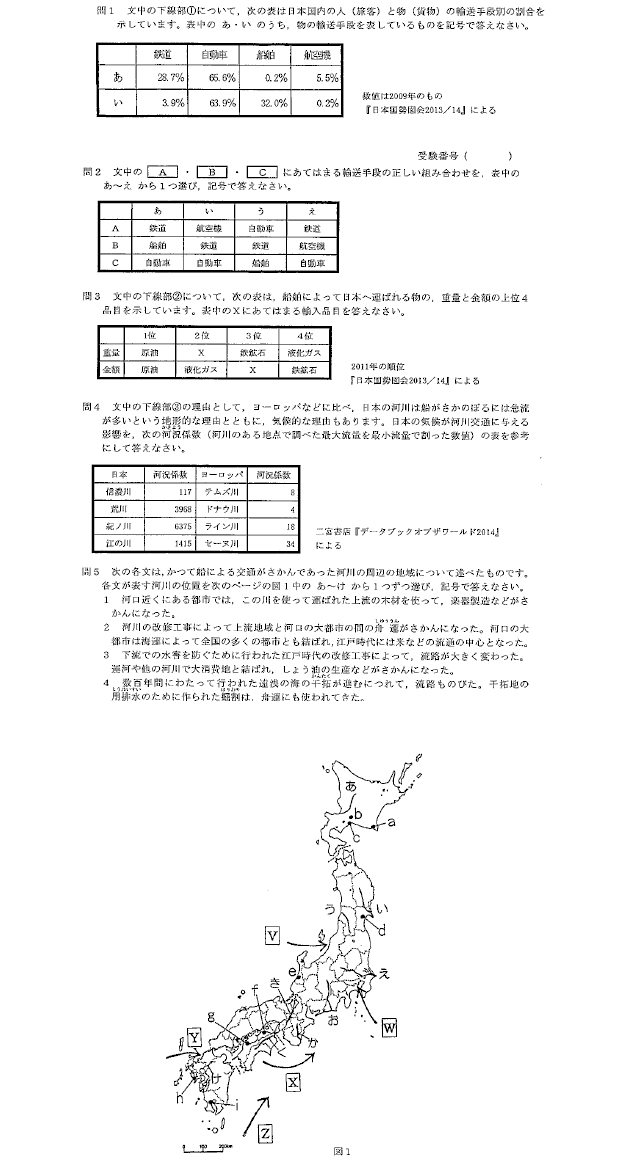 14年度 桜蔭中学校 社会 の入試問題 解答速報 1ページ目 インターエデュ