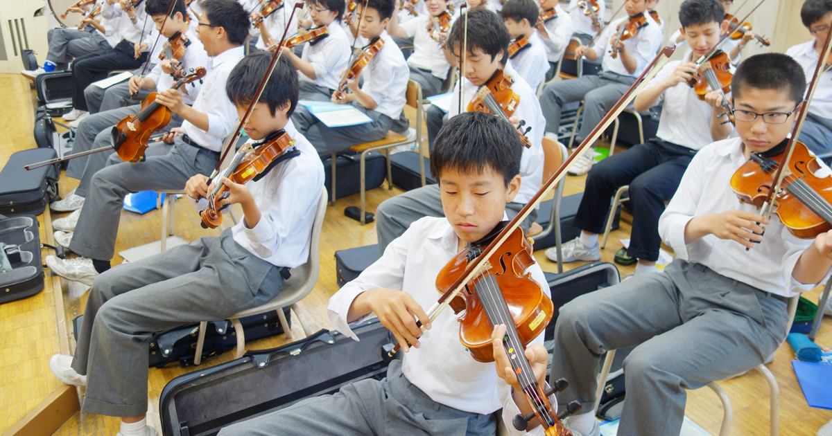 和太鼓にバイオリン 実技メインの音楽授業に潜入 芝中学校 芝高等学校 インターエデュ