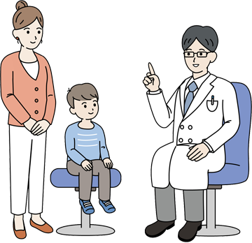 医師の診察を受ける親子のイメージ図 医師の診察を受ける親子のイメージ図