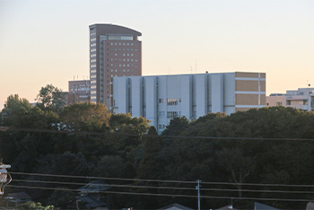 取材終了後の夕刻、千葉商科のテラスから臨める和洋国府台