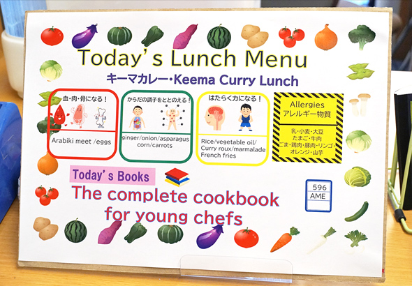 英語で書かれたランチメニュー