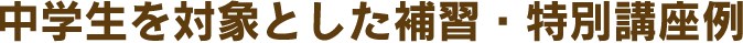 中学生を対象とした補習・特別講座例