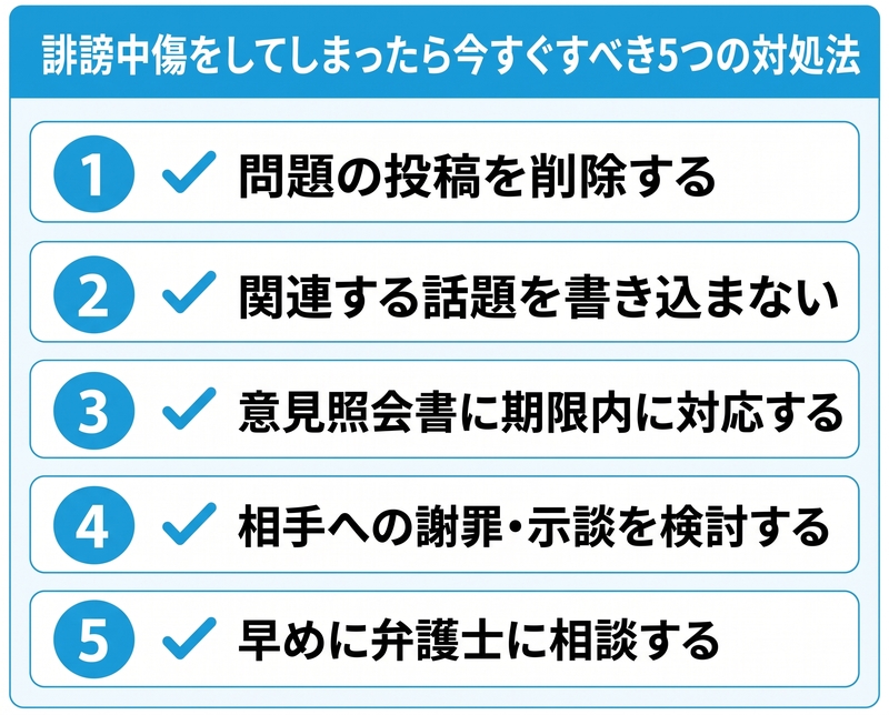 誹謗中傷をしてしまったら今すぐすべき5つの対処法