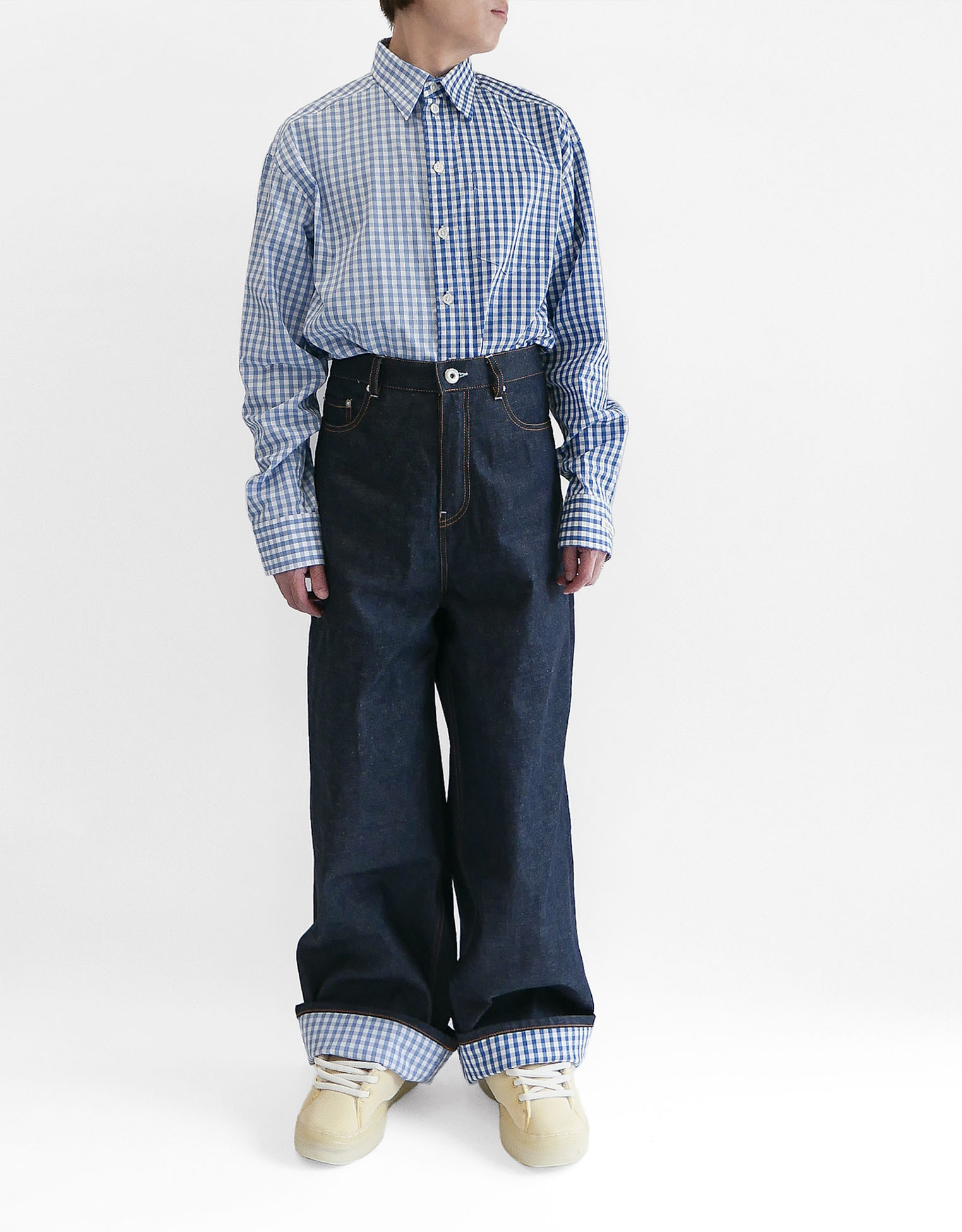 パンツ TSTS 2 GINGHAM LINING DENIM TROUSERS TSTS / 2 GINGHAM LINING DENIM TROUSERS / INDIGO BLUE | ふぁいん