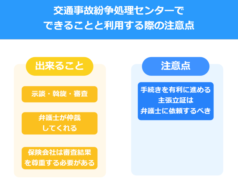 交通事故紛争処理センターでできることと利用する際の注意点