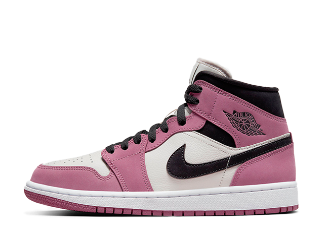 ナイキ ウィメンズ エアジョーダン 1 ミッド "ベリー ピンク" ライト マルベリー/ブラックライト ボーンホワイト