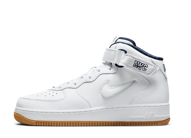 Nike Air Force 1 Mid Qs "Nyc" White/White-Midnight Navy-Gum Yellow