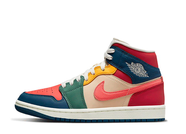 Nike Wmns Air Jordan 1 Mid Se "Multi-Color" French Blue/Fire Red/Beach/Magic Ember