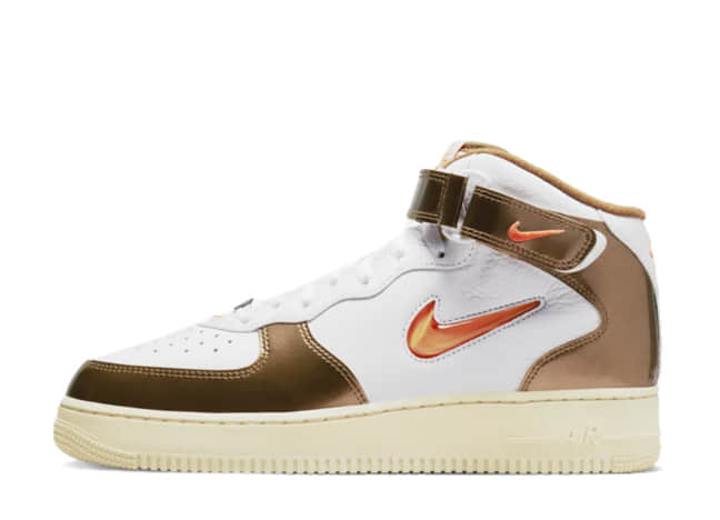 Nike Air Force 1 Mid Qs White/Total Orange-Ale Brown-Beach
