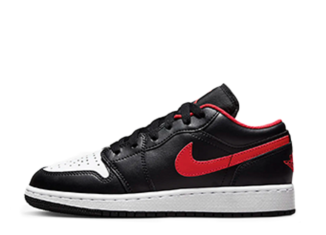 ナイキ Gs エアジョーダン1 ロー "ホワイト トゥ" ブラック/ホワイト/ファイアレッド