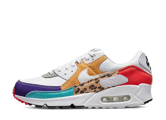 ナイキ ウィメンズ エアマックス 90 Se "パッチワーク" ホワイト/ライト カリーハバネロ レッドホワイト