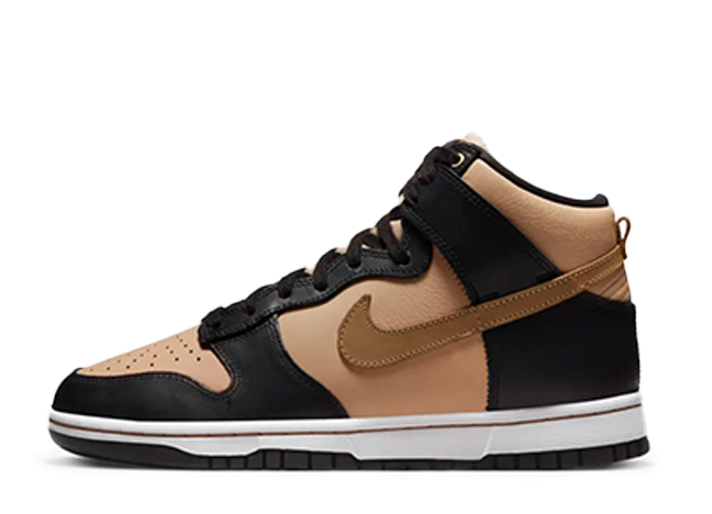 ナイキ ウィメンズ ダンク ハイ LXX "ブラックフラックス" ブラック/フラックス-バケッタタン/ホワイト