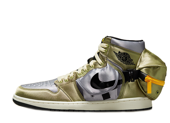 ナイキ エアジョーダン1 ユーティリティ "スタッシュ/メタリック" メタリック ニュートラルオリーブ/ライトスティールグレー