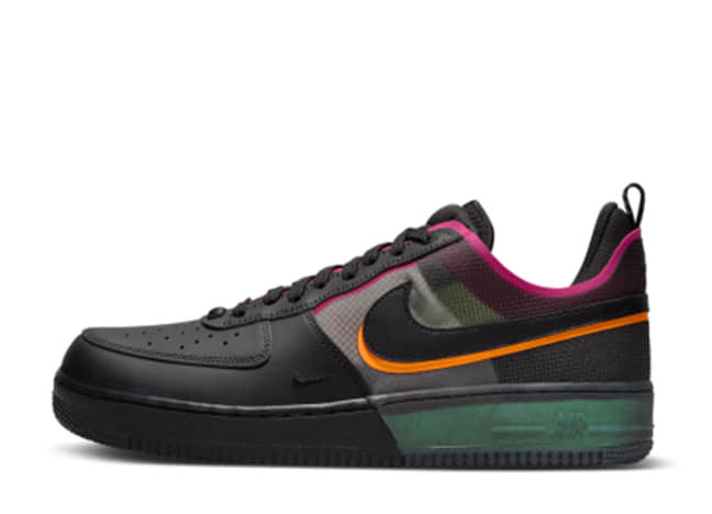 ナイキ エアフォース 1 リアクト ブラック/ブラックチーム オレンジピンク プライム